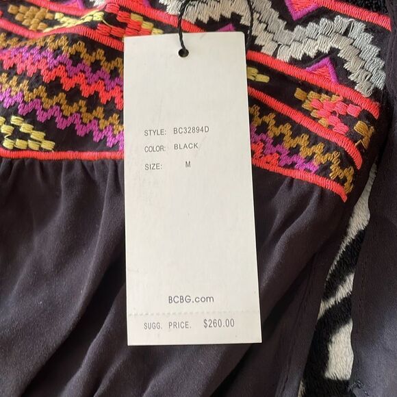 BCBG maxazaria embrodiered black Aztec print asymmetrical summer dress - Picture 9 of 10